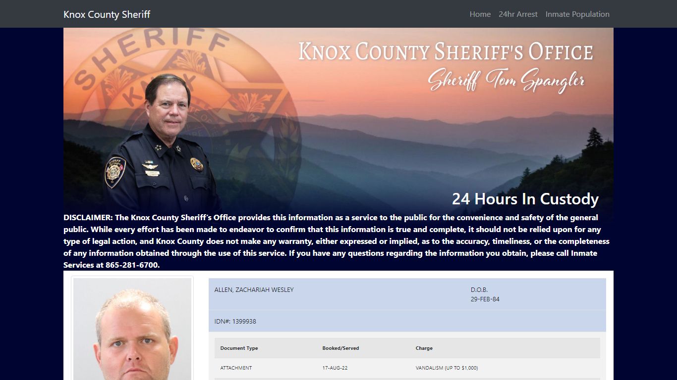 Knox County Tennessee - Sheriff - 24 Hour Arrests